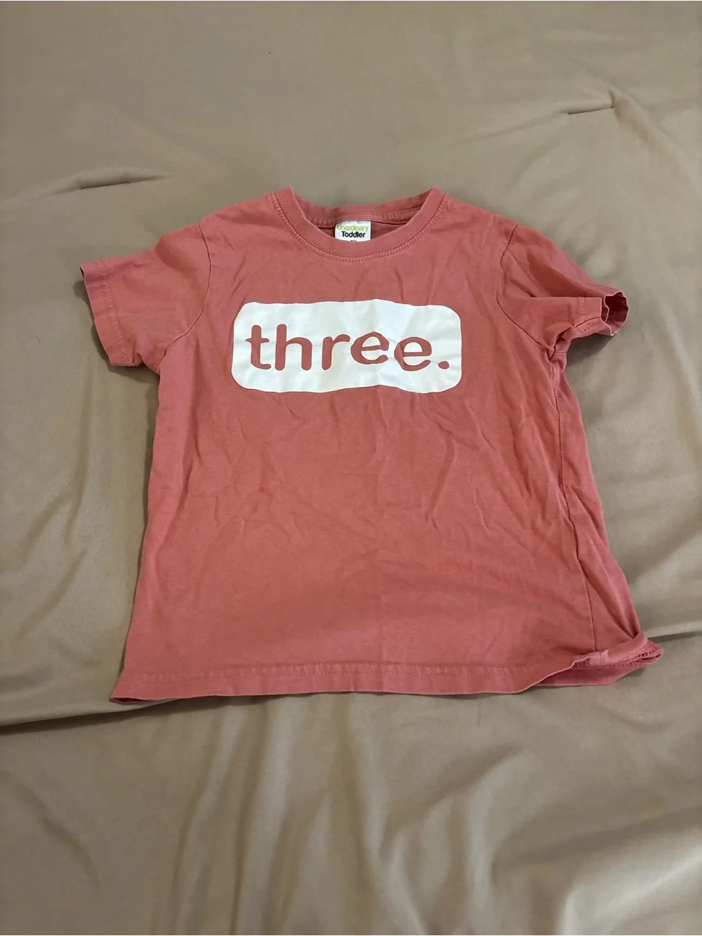 Toddler 'three.' Graphic Tee in Dusty Rose